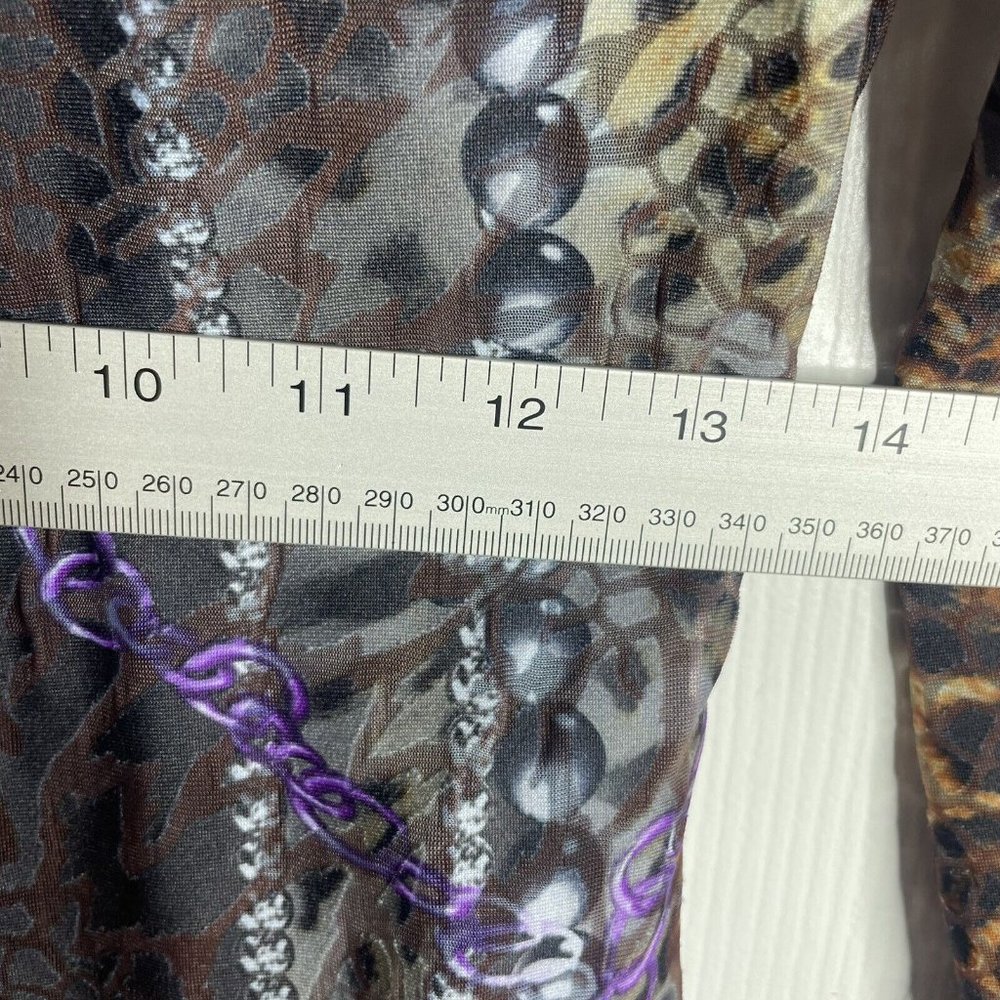 Joseph Ribkoff Animal Print Midi Dress Women’s 4 Blue Cap Sleeve Metallic Sequin - Picture 5 of 6